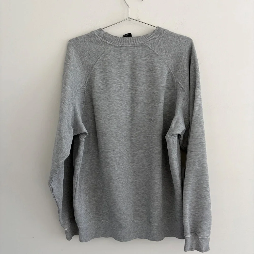 Adidas Mens Gray Embroidered Logo Raglan Sleeve Sweatshirt Large